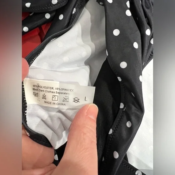 NWT blackish blue-ish 2 piece bikini set polka dot L large TEMPT ME - Picture 4 of 12